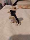 Vintage Penguin Ceramic Figurine Gold Trim Top Hat  Bow Tie Made In Japan