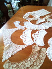 Large Lot Of Antique Victorian Vintage Lace Trims Scraps  Collars Cuffs French 