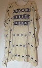 Vintage Hand Woven Amuzgo Huipil Dress Cream And Blue