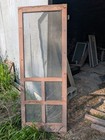Vintage Brown Wood   Metal Screen Door  Salvage  Hinges   Latch Hardware
