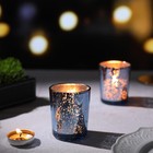 Mercury Glass Votive Candle Holders Blue For Wedding Party Decor Set Of 36