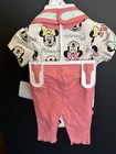 Disney Baby Minnie Mouse 3-piece Set  Pants   Bib W one Piece Top Size 0 3m New