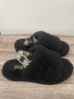 Ugg Fluff Yeah Slide Black Sheepskin Slipper Sandal Women s Size 8