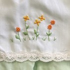 Vintage Embroidered Floral Dress Puff Short Sleeve Lace Trim Button 0-3 Month