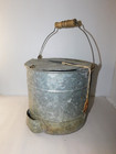 Vintage Folk Art Minnow Galvanized Bait Bucket Fishing Pail W  Handle  8 33