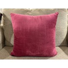 Magaschoni Home Pink Velvet Throw Pillow Silver Floral Embroidered Accent 18x18