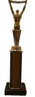 Vintage  Trophy - Solid Metal Trophy W  Front Detail And Solid Wood Base 12 