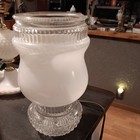 White And Clear Mid Century Glass Lamp Light Shade Frosted White Inside