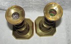 Antique Pair English Brass Candlesticks 19th Century
