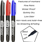 6pcs Permanent Marker Pen Set Waterproof Ink Sketch Drawing Markers - New