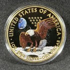 2019 Apollo 11 50th Anniversary Silver Eagle Colorized Gold Finish  999 Box Coa