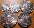 1977 Seychelles Lot Of Five Coins 25-50 Cents   1-5-10 Rupees  brilliant Unc  