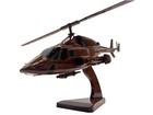 Airwolf Bell 222 Military Stealth Helicopter Mahogany Desk Wood Wooden Model