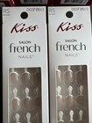 2x kiss Salon French 24 Nails Real Short Round Glossy French Tip Natural   White