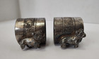 Antique Victorian Figural Dog Napkin Ring Quadruple Silverplate Pug Engraved