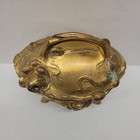 Vintage Art Nouveau Jewelry Casket Coffin Trinket Box Gold Metal Footed Lined 