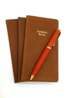 Leather Address Book Personal Pocket Size 3x6  Softcover Graphic Image Tan