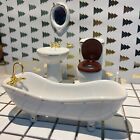 5pc 1 12 Dollhouse Simulation White Wash Basin Tub Toilet Model Miniature