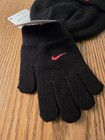 Nike Boys Black Knit Beanie   Gloves 2-piece Set Logo Embroidered 8 20