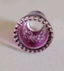 Vintage Purple Glass Thimbles Etched Flower Design W Germany Sawtooth Edge