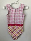 Girls Gymnastics Leotard Size Cs Destira Pink Houndstooth Geometric Print
