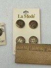 Buttons Lamode Set Of 5 Gold Tone Round Design Metal Vintage 5 8 In  26111 Nos