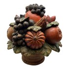 Antique  Vintage French Large Carved Wooden   Hand Painted Fruit Bowl And Fruit 