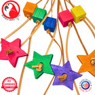 Bonka Bird Toys 1707 Shooting Star Large Wood Leather Chew Parrot Cage Toy Pet