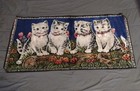 Vintage Kitten Wall Tapestry  Wall Hanging Velvet 38 X 19 Art Deco Kitty Floral 