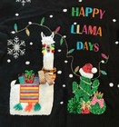 Ugly Llama Christmas Sweater Medium Black Multicolor Southwestern Excellent