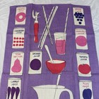 Vera Vintage All Linen Tea Towel Purple   Pink Mcm Juice Design
