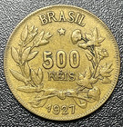 1927 Brazil 500 Reis Coin Excellent Condition High Grade   High Value
