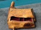 Wooden Log Hand Made Carved Jewelry Trinket Box W 2 Hidden Lined Drawers Signed