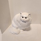 Vintage Life Size Ceramic Cat Smooth Texture Statue Figurine  White 10   