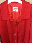 Vintage Chanel Boutique Red Boucle Tweed Jacket Gold Cc Buttons Lined Sz 44 Rare