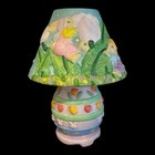 Easter Bunny Porcelain Candle Lamp With Egg Base And Pastel Colors
