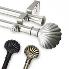 28 In  X 48 In  Clam Double Curtain Rod Set In Satin Nickel