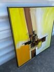 Vtg 1970   s Mid Century 37    X 37    Abstract Oil Canvas Painting Signed Shelley