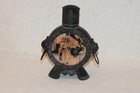 Antique Asian Ornate Tooled Round Metal Tea Caddy Flask