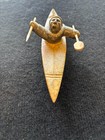 4  Long Vintage Alaskan Inuit Soapstone Kayak   Hunter Carving W  Paddle   Spear