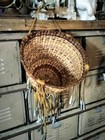 Vintage Apache Burden Basket Silver Tin Cones 53 Jingles Leather Native American