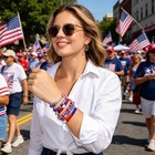 Btbio 4th Of July Bracelet For Women Men Red White And Blue Usa Bead Stretch
