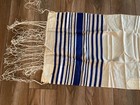 Vintage Jewish Tallit Prayer Shawl Blue  Stripes 60 X 18   