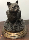 Antique Bronze Cat Sculpture Signed Mene