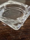 Vintage Clear Glass Cigarette Cigar Ashtray 4 Slots Square Round Bottom