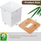 Square Tissue Box Cover With Bamboo Lid Dryer Sheet Holder Modern Farmhouse Boho