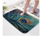 Peacock Bathroom Thickened Small Carpet Floor Mat Toilet Cover 3pcs Set