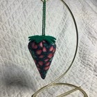 Strawberry Emery   Pincushion Red Strawberries W  Green Felt    cap   
