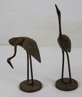 Vintage Set Of 2 Solid Brass Heron Crane Bird Figurines
