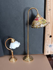 2 Victorian Style Dollhouse Lamps  Tiffany Style Floorlamp  And A Desklamp  1 12